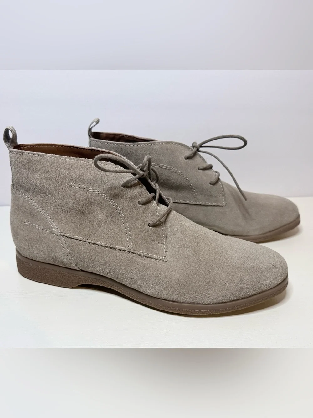 Franco Sarto Taupe Suede Chukka Dessert Ankle Boots Size 10